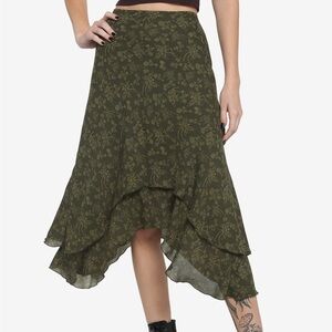 Green Skeleton Fairy Midi Skirt